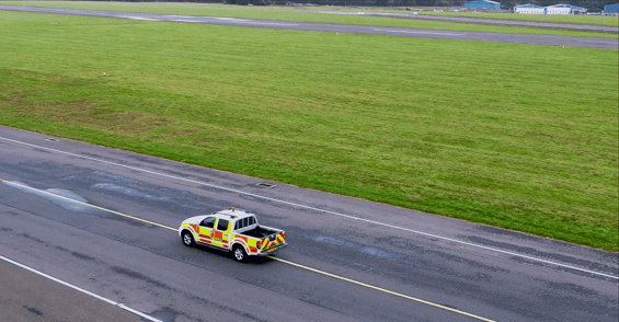 Aerial photo of Biggin Hill with Airfield Safety Vehicle