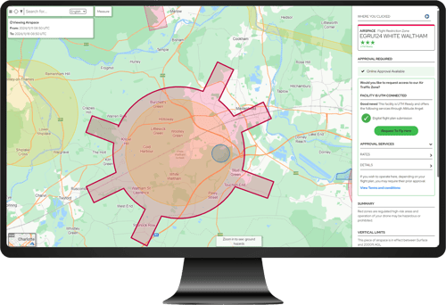 Drone safety map location of White Waltham Airfield