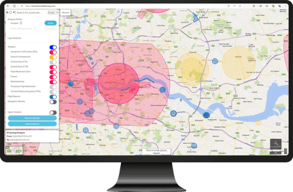 Drone Safety Map filters and airspace information