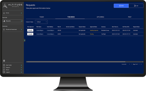 Menu of flight records in operations manager