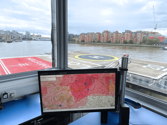 London heliport on site with drone safety map