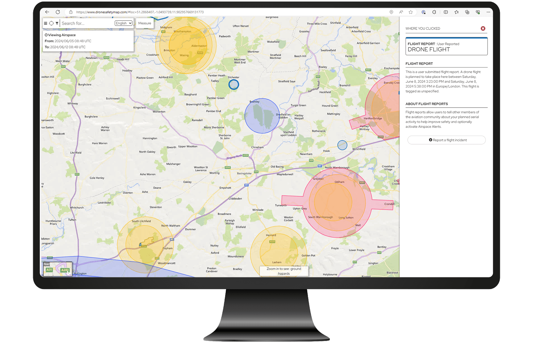 Drone Flight Report in drone safety map